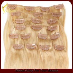China top quality with cheap price remy human hair clip in hair fabricante