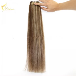中国 wholesale factory hot sale double drawn stable machine hair weft mixed color 100% brazilian virgin human hair weaves メーカー