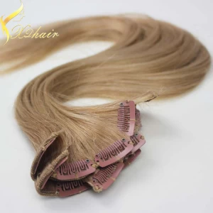 China wholesale hot sale Top Grade AAAAA double drawn clip in hair extension human blond fabricante