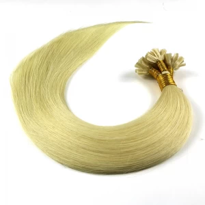 China wholesale price blond color human flat tip hair extensions fabricante