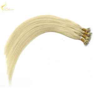 中国 wholesale price blonde color double drawn remy hair top quality 100% European nano ring hair 制造商