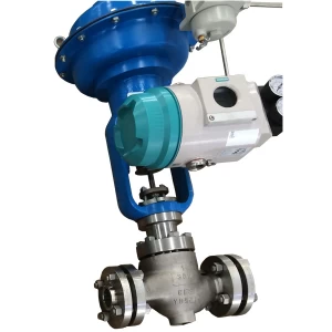 China 1'' 300LB  CF8 RF end pneumatic actuator with Siemens explosion pneumatic with hand wheel control valve manufacturer