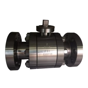 China 2'' 600LB A182 F51 RF flange 3pc full port floating level operated ball valve manufacturer