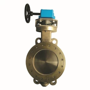 China 6'' 150LB C95800 lug wafer type handle wheel with worm gear operated butterfly valve manufacturer
