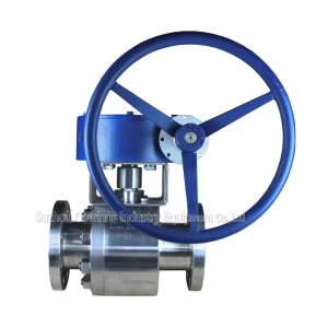 China PN63 DN80 A182 F316 metal seated floating RF connection 2 pc Worm gear handle operated ball valve manufacturer