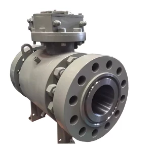 China Worm gear operated 8'' 900LB A105 hard face trunnion mounted full port RTJ connection 3 pc ball valve manufacturer