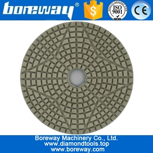 China 4inch 100mm 3 steps 4-pointed star wet use diamond polishing pads for marble granite concrete ceramic manufacturer