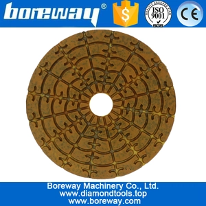 चीन 4inch 100 मिमी पत्थर ठोस सिरेमिक पॉलिश करने के लिए 5 चरणों गीला ब्राउन धातु हीरा चमकाने पैड का उपयोग करें उत्पादक