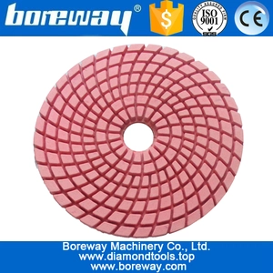 China 4inch 100mm 7 steps wet use sprial type diamond polishing pads manufacturer