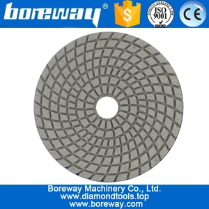 China 4inch 100mm 7 steps white sprial type wet use diamond polishing pads for stone ceramic concrete manufacturer
