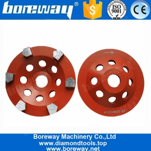 Cina Mola da 5 pollici D125mm M14 Fori Pavimento in calcestruzzo Diamante Mola per calcestruzzo con sei segmenti di proiettile produttore