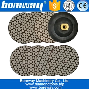 中国 7個/セット5インチ125ミリメートルドライダイヤモンド研磨パッド付きM14ラバーバッカー付き石大理石御影石研磨 メーカー