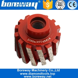 China D50*35T*M14 Segmented Zero Tolerance Drum Wheel Coarse Grinding Wheel With Strengthen Bottom For Granite Marble Sink manufacturer