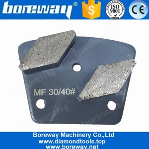 China Double Rhombus Segment 3-Loch Gewinde M6 Trapez Diamant Betonbodenschleifschuhe Hersteller