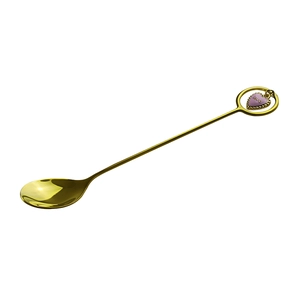 Cuchara de café de acero inoxidable de forma de corazón de oro elegante de lujo