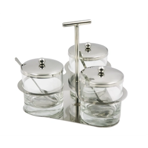 O design elegante em aço inoxidável garrafa de molho de molho 3pcs garrafa definir vidro