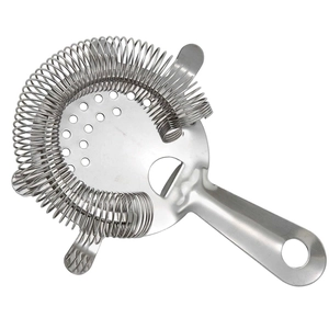 Polished Stainless Steel Four Prong Hawthorn Strainer Cocktail Strainer