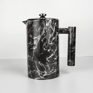 Aço inoxidável grão de mármore francês imprensa cafeteira