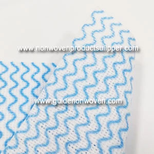 蓝色波浪印花70％粘胶纤维30％聚酯纤维13网格80 GSM水刺非织造织物的工作湿巾