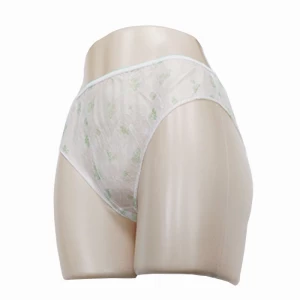 China Lady Nonwoven Panties Vendor Women Disposable White Underwear Travel Panties High Cut Briefs