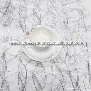 gtdl1001-b اللون الفضي الخيط غير المنسوجة النسيج للحصول على عشاء طاولة القهوة لوحة حصيرة