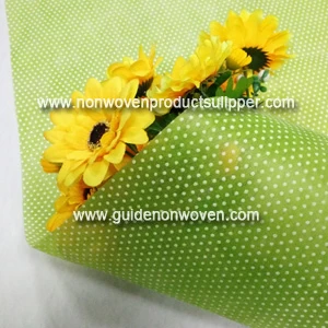 GTTNg-wr Green Color White Small Round Dot Printing Non Woven Fabric For Flower Sleeves