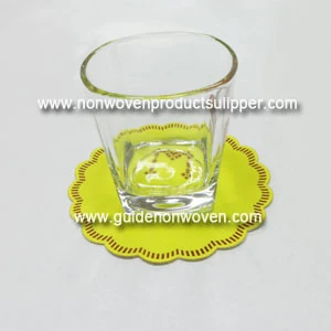 Neon Yellow Color Lace And Customized Logo Printing Hotel Airlaid Beverage Napkin