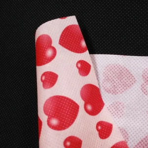 Non Woven Polyester Fabric Supplier, Heart Shape Printing Polyester Spunbond Non Woven Fabric For Packaging JL-2025, PET Non Woven Factory