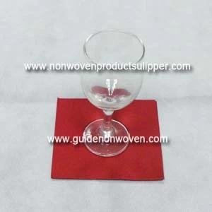 Oxblood Red Customized Disposable Airlaid Non Woven Fabric Wine Glass Coasters