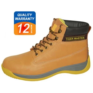 0132 Yellow split nubuck leather PU injection steel toe puncture proof safety boots