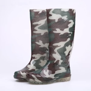 103-1 camouflage shiny rain boots pvc