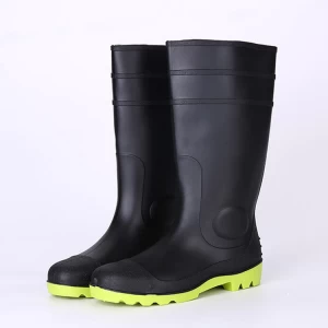 106-3 السلامة رخيصة المطر أحذية مع إصبع القدم الصلب وألواح الصلب