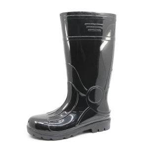 107-3 black glitter pvc rain boots for work