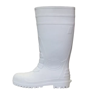 108-1 botas de goma de seguridad pvc antideslizantes a prueba de agua blancas para la industria alimentaria