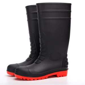 108-9 botas de chuva de segurança de aço resistente a óleo preto pvc