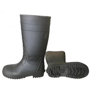 TIGER MASTER black waterproof steel toe PVC safety rain boots men