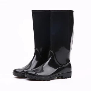 202-1 black shiny women rain boots