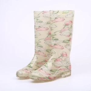 202-3 fashion shiny pvc rain boots for lady