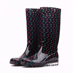 202-5 non safety black shiny women rain boots