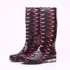 202-7 non safety transparent shiny women rain boots