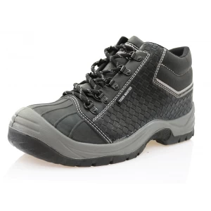 3002 microfiber leather black steel toe safety shoes