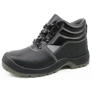 3004 black oil acid resistant leather safety shoes with steel toe cap