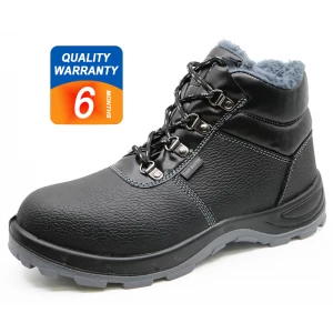 372 oil resistant anti slip steel toe cap winter safety shoes with fur lining