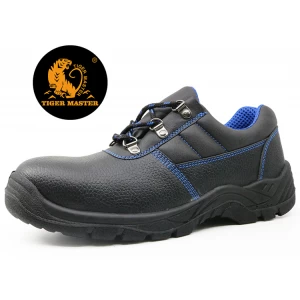 5072 Low ankle slip resistant cheap black steel toe cap work shoes