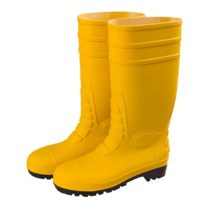 AYBS amarelo botas de chuva de segurança de pvc de aço do dedo do pé