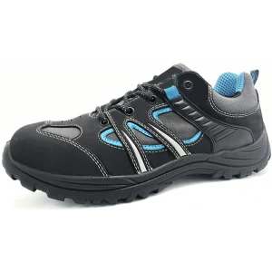 BTA049 Sapatos de segurança leves e de couro preto anti-derrapante livre de metal com biqueira de fibra de vidro