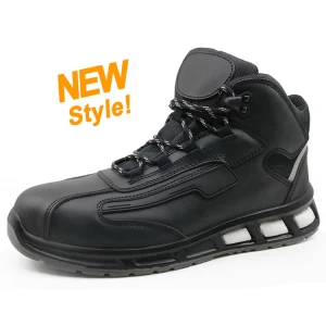 黑色皮革pu鞋底玻璃纤维鞋头金属免费安全靴