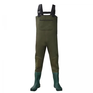 CW006 Front pocket men water proof neoprene fishing chest wader with rubber boots