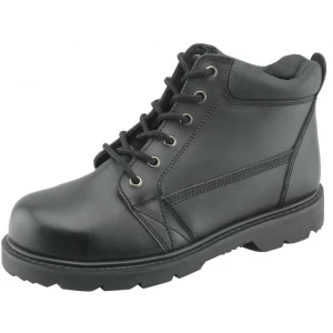 Corrected leather rubber sole goodyear work safety shoes