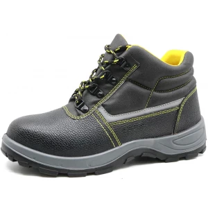 DTA036 couro preto rússia sapatos de segurança industrial biqueira de aço